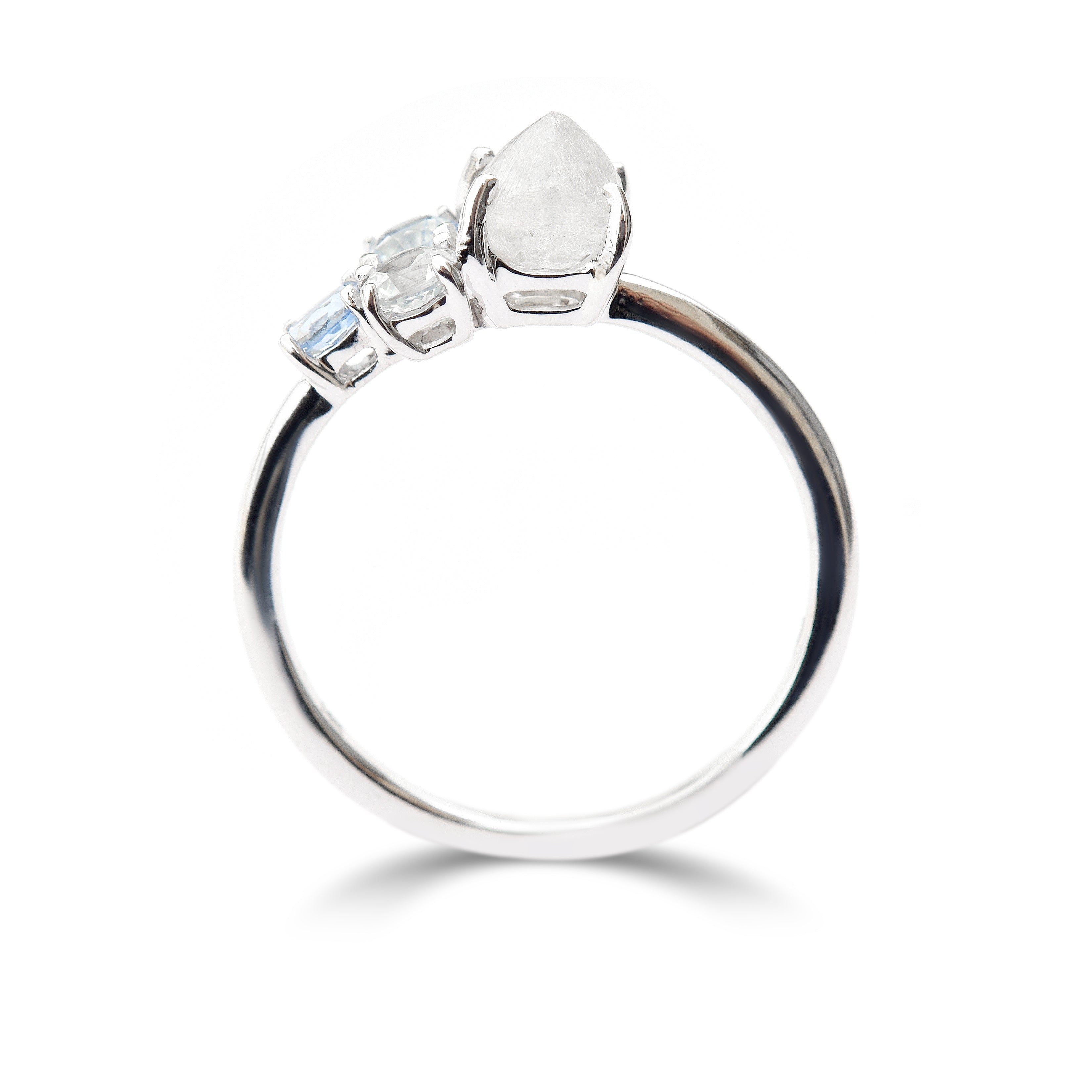 Raziel ring - a customizable rough diamond and sapphire cluster engagement ring