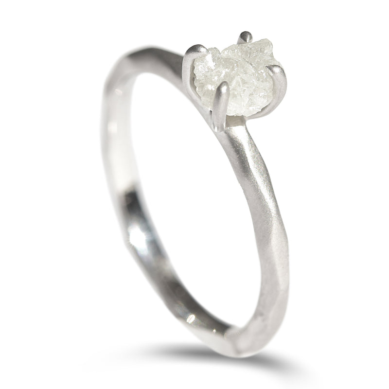 The Ilan Ring Model - a naturally contoured rough diamond ring in 14k white gold