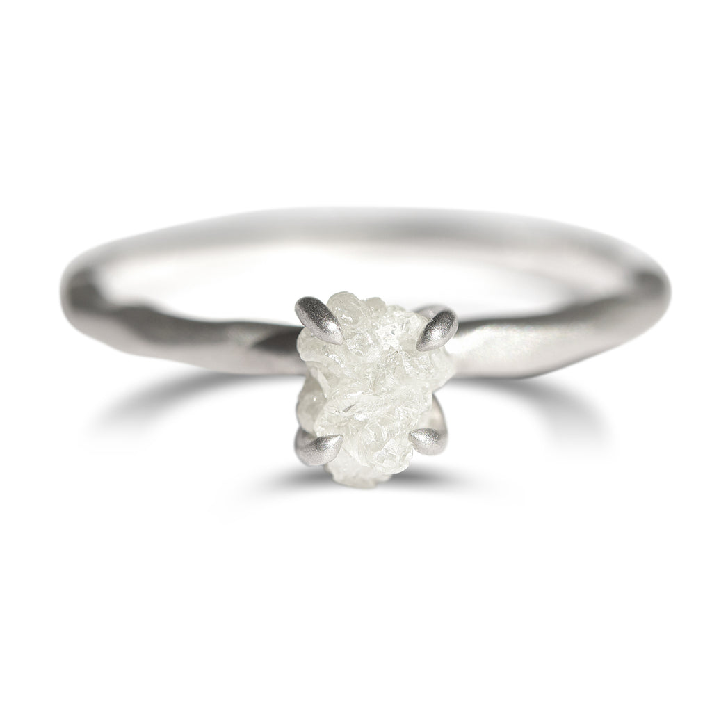 Natural Handmade 1.41 Carat Rough Diamond, Gray Stone Ring In White, Y –  jewellempire