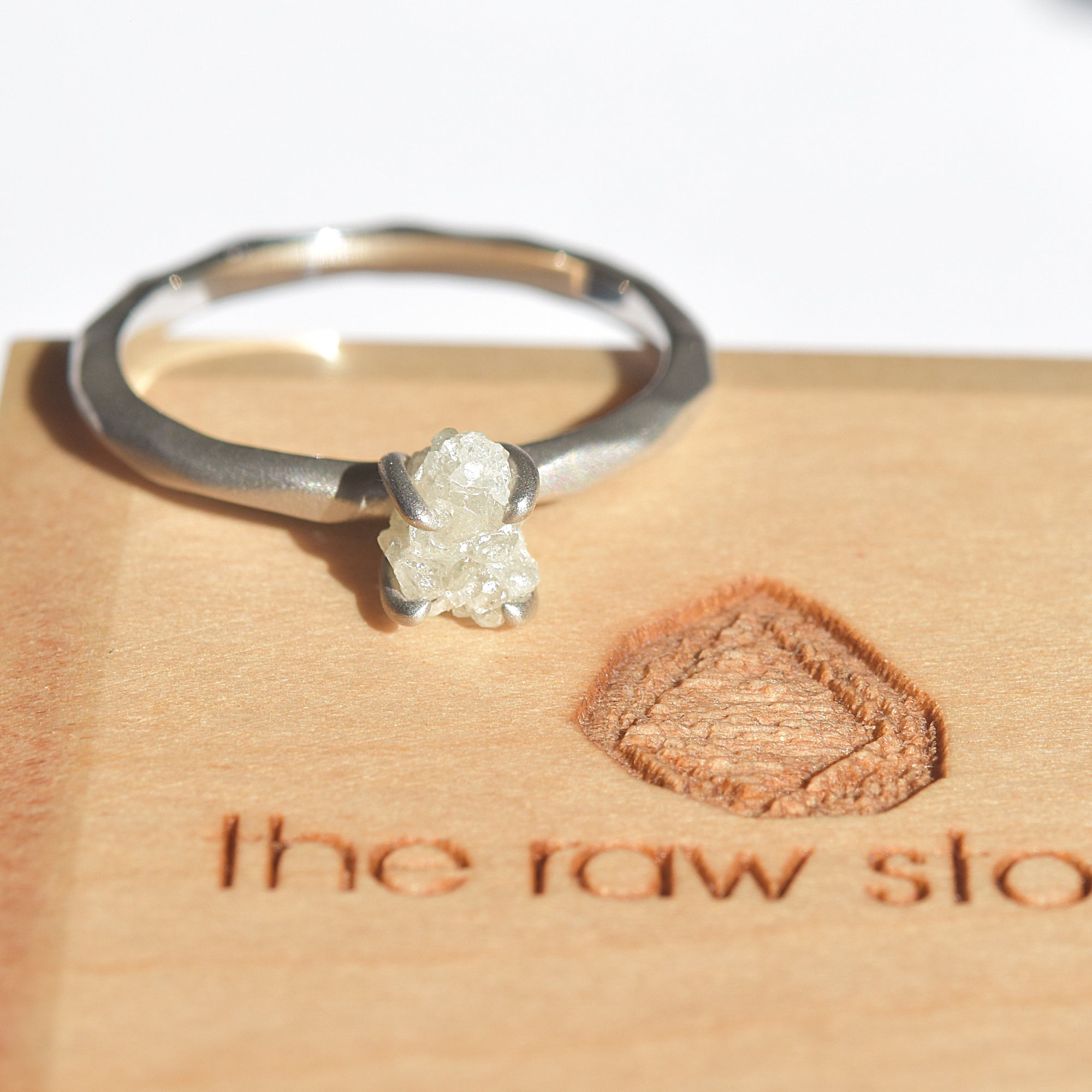 Raw Diamond engagement ring with natural contours