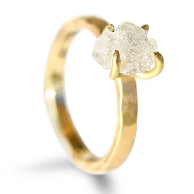 Black uncut raw diamond solitaire rustic ring, 1.14ct. – Cumbrian Designs
