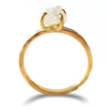 The Midbar ring in yellow gold. A rough diamond engagement ring that is rustic and completely handmade.