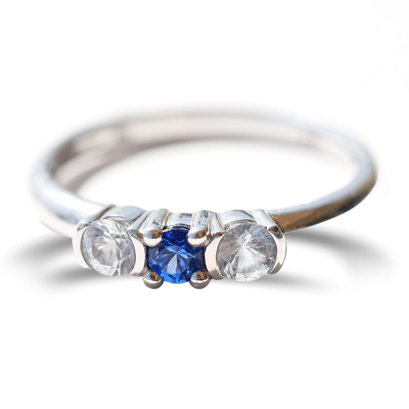 Three sapphire stacking ring or wedding band