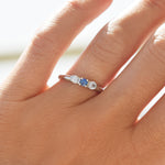 Three sapphire stacking ring or wedding band