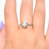 Minimalist rough diamond engagement ring with a rustic engagement ring style in 14k white gold size 6 and ready to ship.