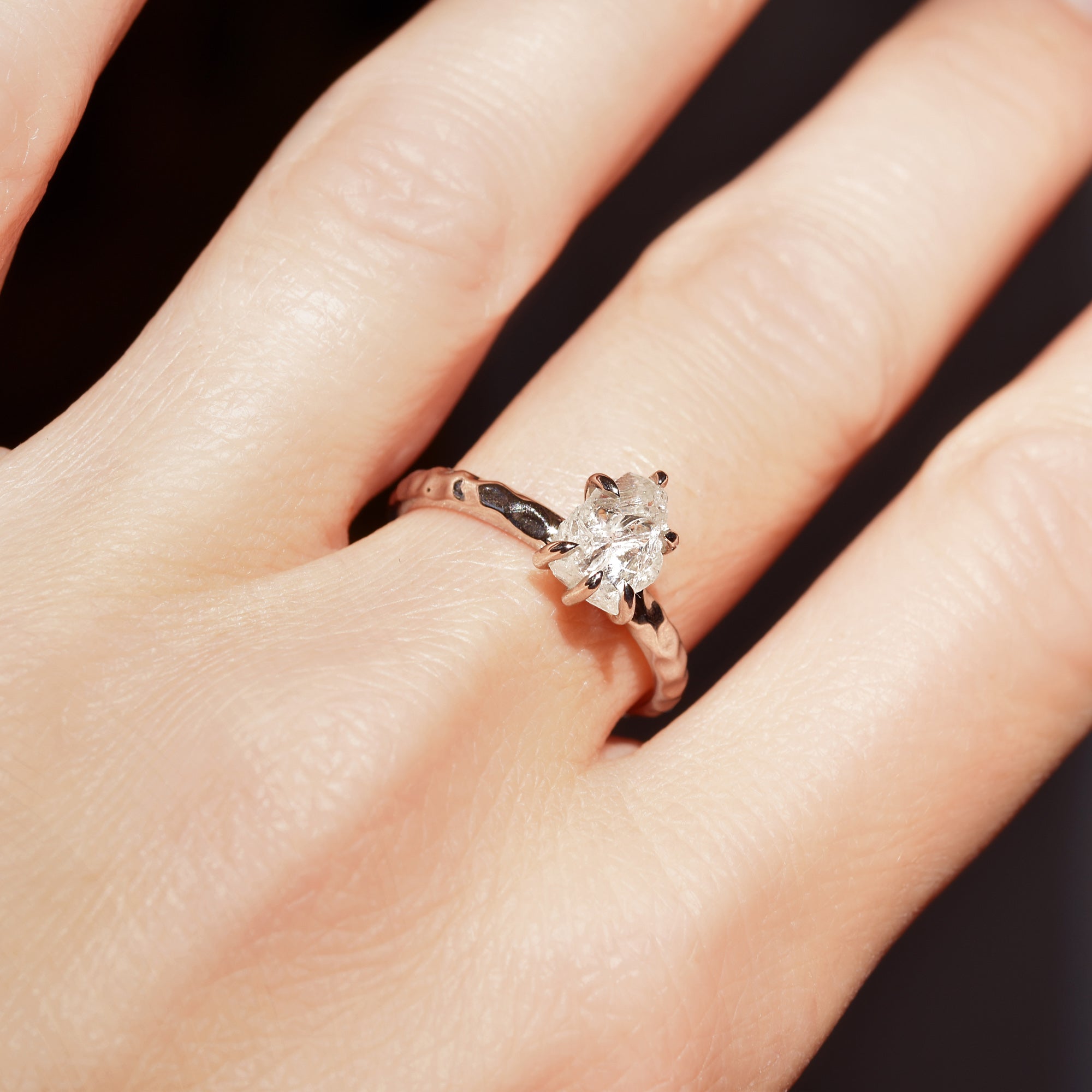 Raw diamond sales wedding ring set