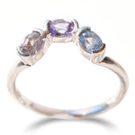 Angled customizable triple sapphire stacking ring