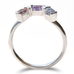 Angled customizable triple sapphire stacking ring