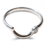 Rounded stacking ring in 14k white gold with single sapphire