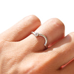 Rounded stacking ring in 14k white gold with single sapphire