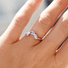 Angled customizable triple sapphire stacking ring