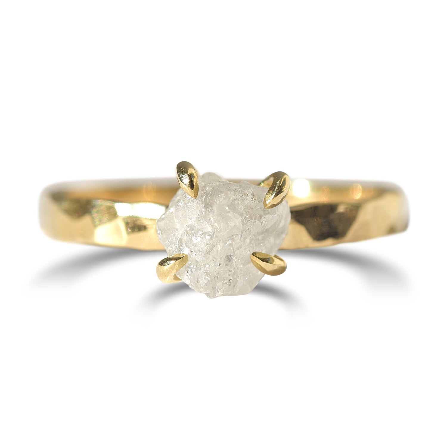 Midbar Ring - A hammered engagement ring for any type of stone