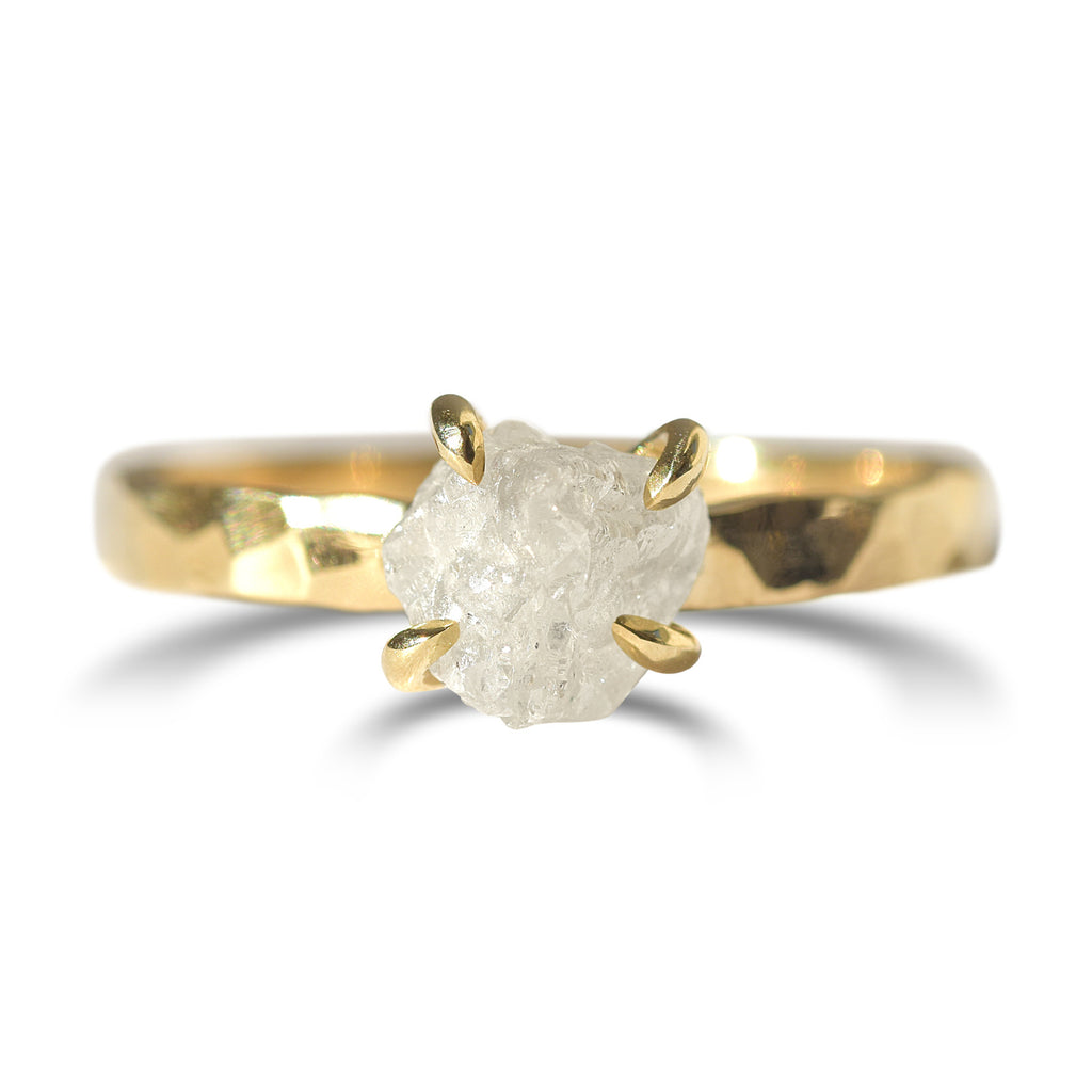 Hammered Raw Diamond Engagement Ring | Midbar 1.5 carat + / 14k White (Recycled) Hammered Raw Diamond Engagement Ring | Midbar 1.5 carat + / 14k White (Recycled)