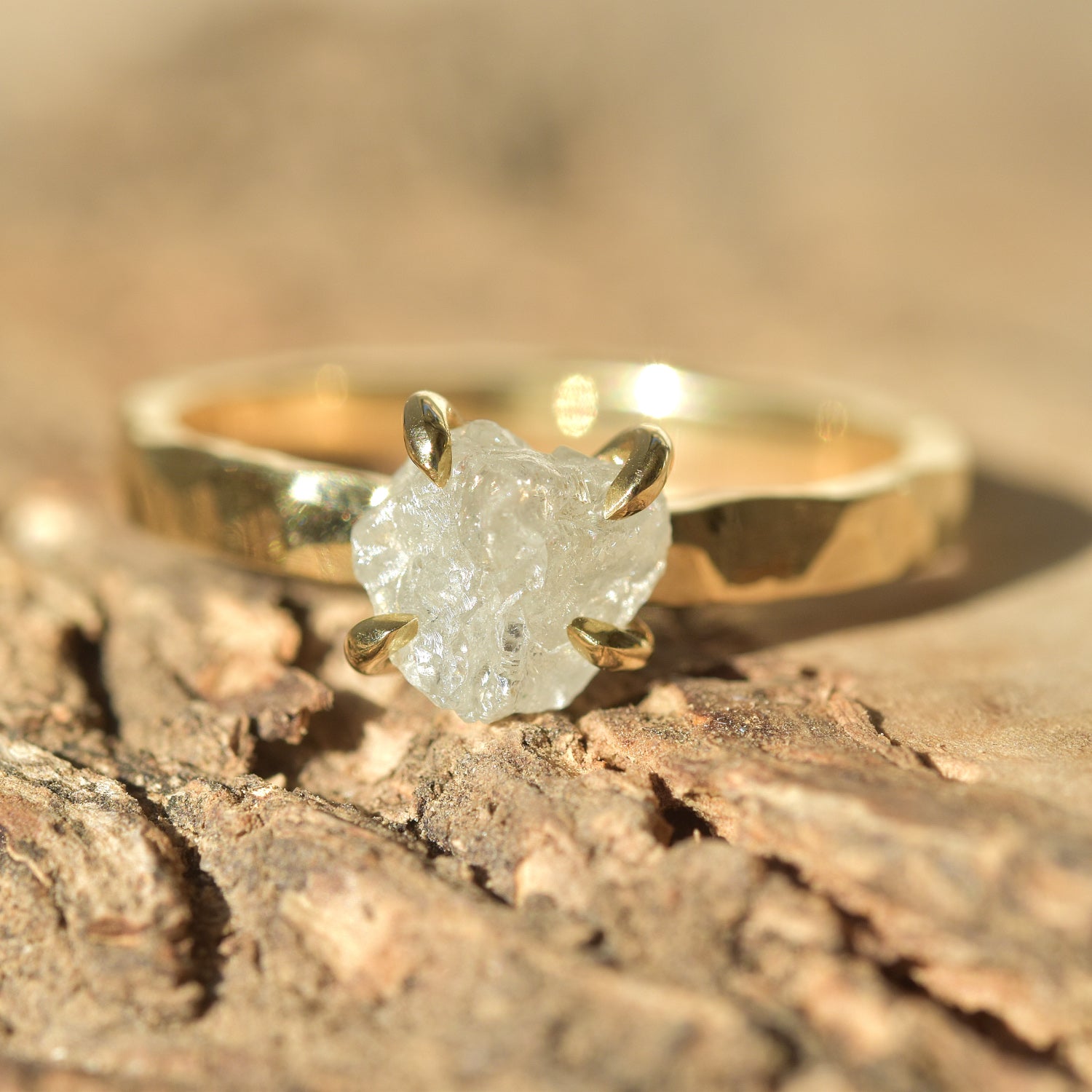Midbar Ring - A hammered engagement ring for any type of stone - Ring Design for Ring Builder