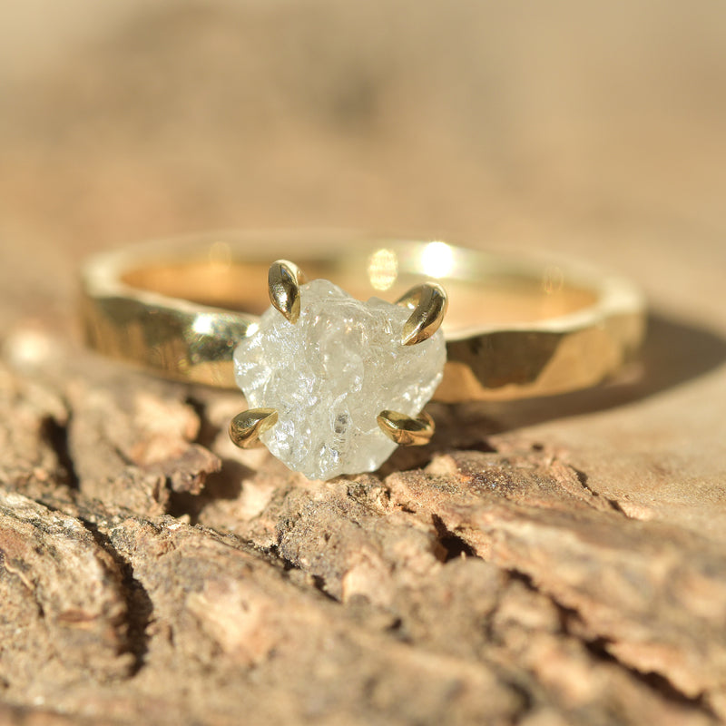 Midbar Ring - A hammered engagement ring for any type of stone