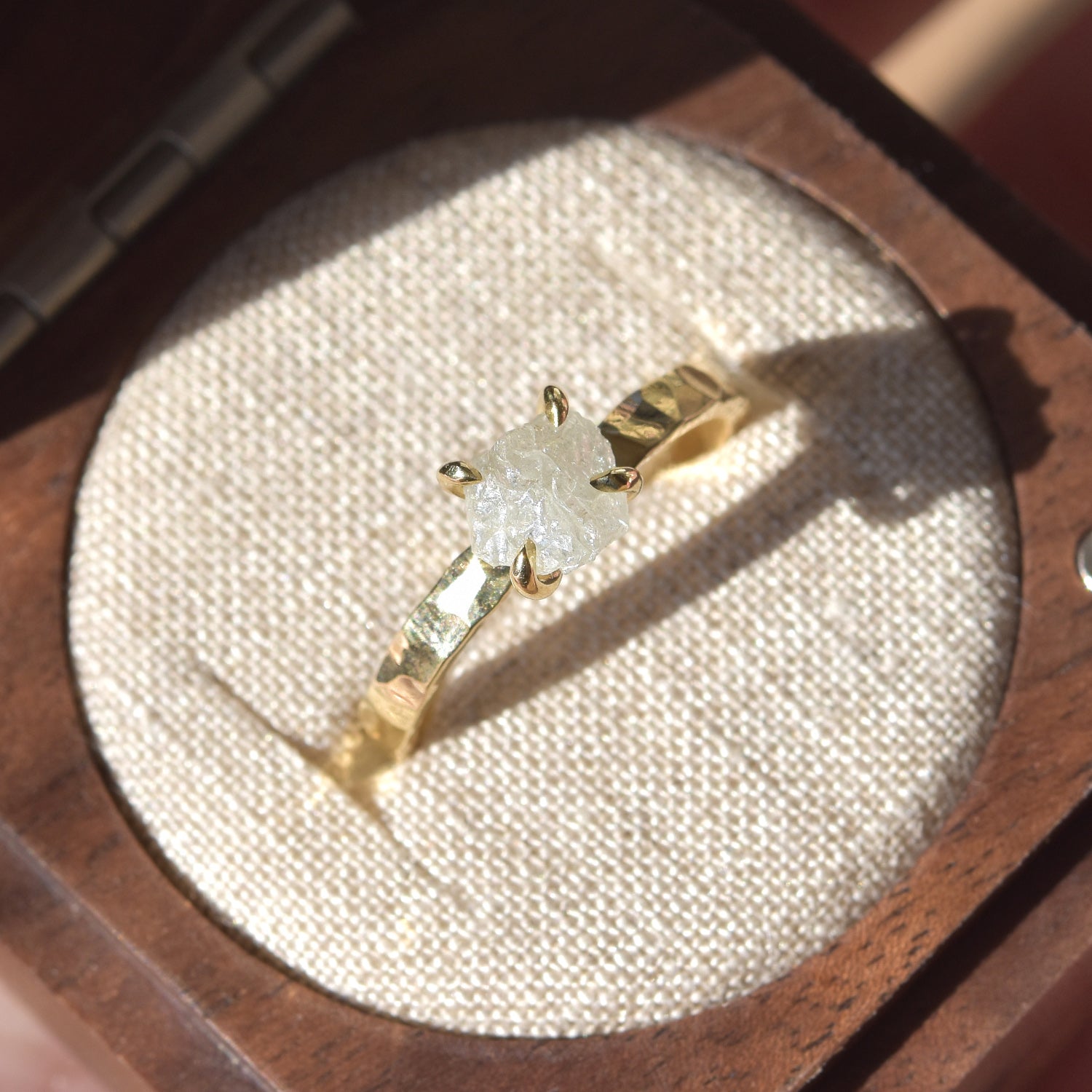 Midbar Ring - A hammered engagement ring for any type of stone - Ring Design for Ring Builder