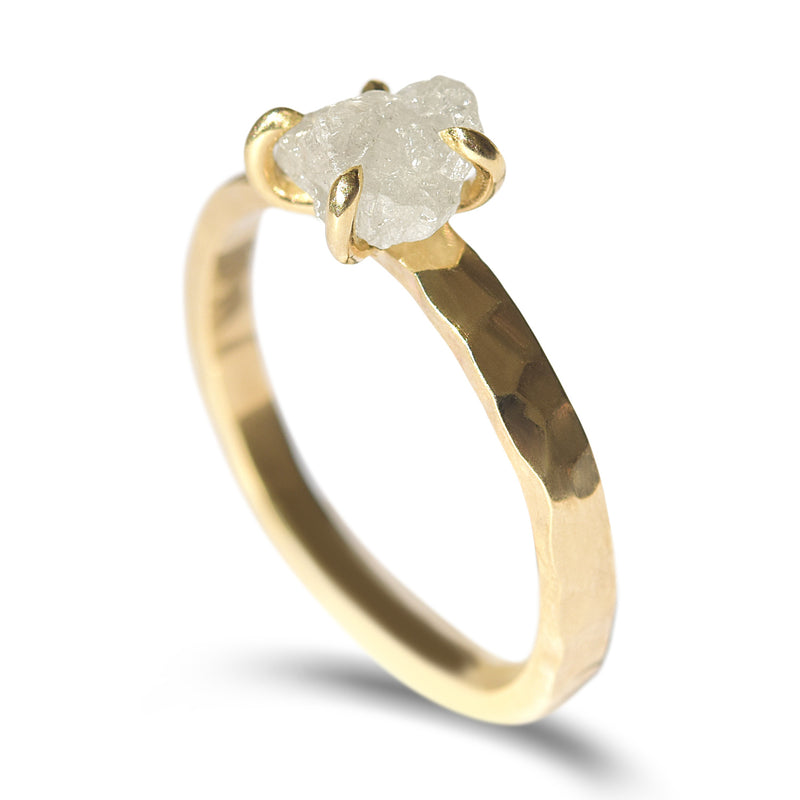 Hammered Raw Diamond Engagement Ring | Midbar The Raw Stone Hammered Raw Diamond Engagement Ring | Midbar The Raw Stone