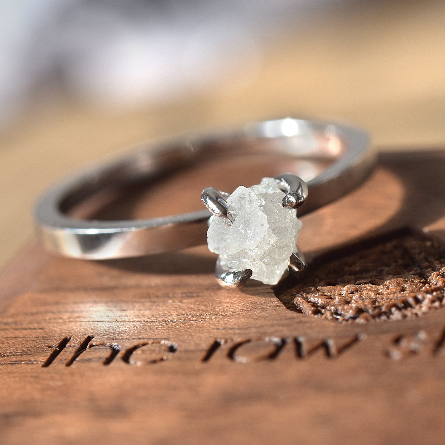 Shana Ring -  A square banded rough diamond engagement ring - Ring Design for Ring Builder