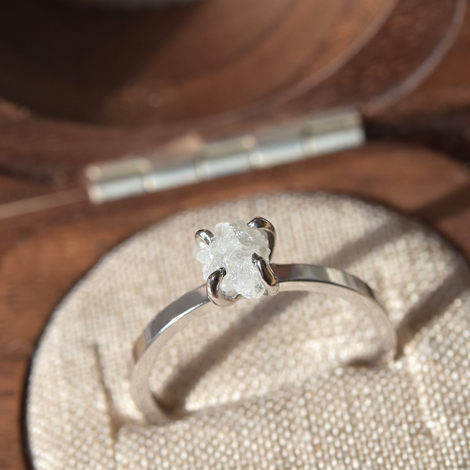 Shana Ring -  A square banded rough diamond engagement ring - Ring Design for Ring Builder