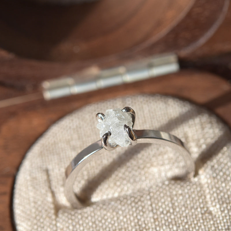 Shana Ring -  A square banded rough diamond engagement ring