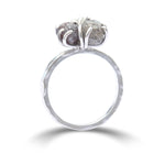 Handmade triple raw diamond ring in 14k white gold