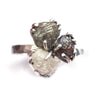 Handmade triple raw diamond ring in 14k white gold