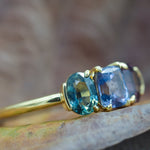 The Aura Ring | A triple gemstone ring with mixed prong and half bezel settings