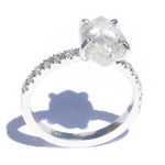 Kerah Ring - A raw diamond solitaire engagement ring with diamond melee