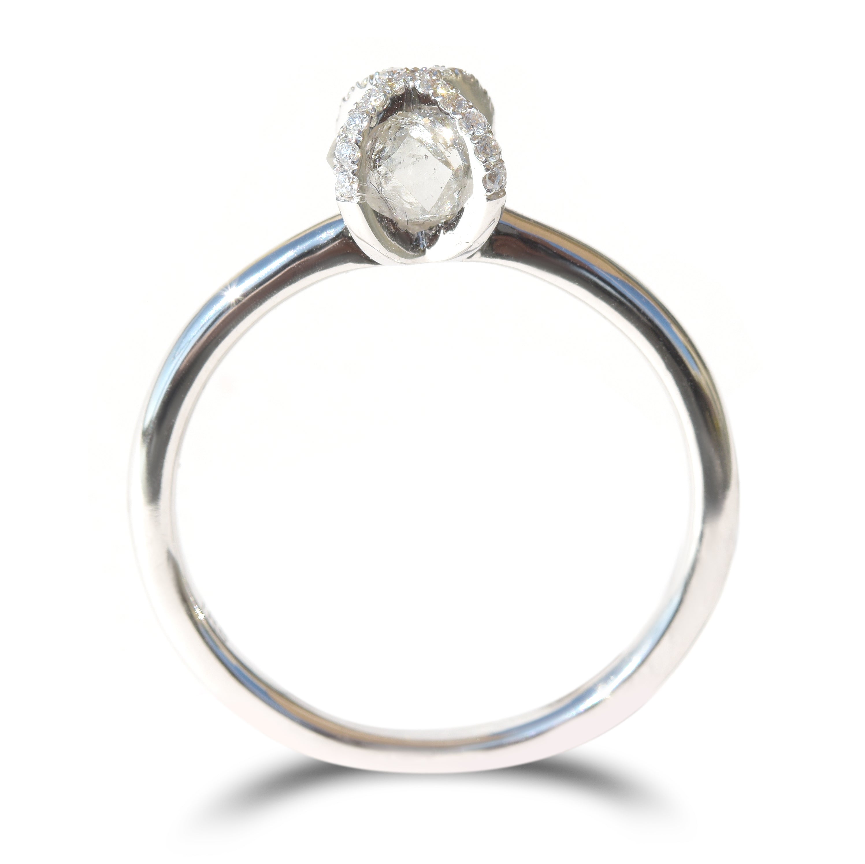 Magen Ring - A criss-cross or basket style rough diamond engagement ring