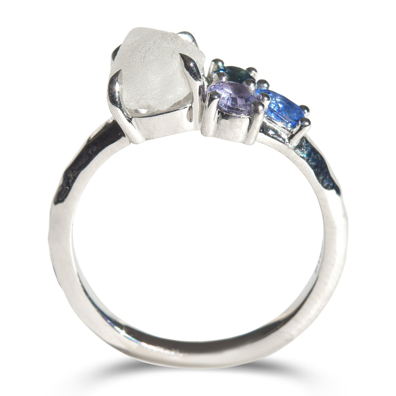 Raziel ring - a customizable rough diamond and sapphire cluster engagement ring