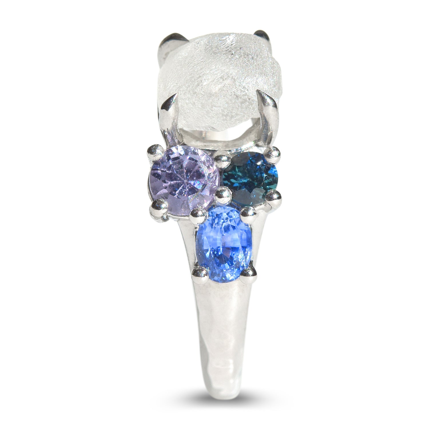 Raziel ring - a customizable rough diamond and sapphire cluster engagement ring