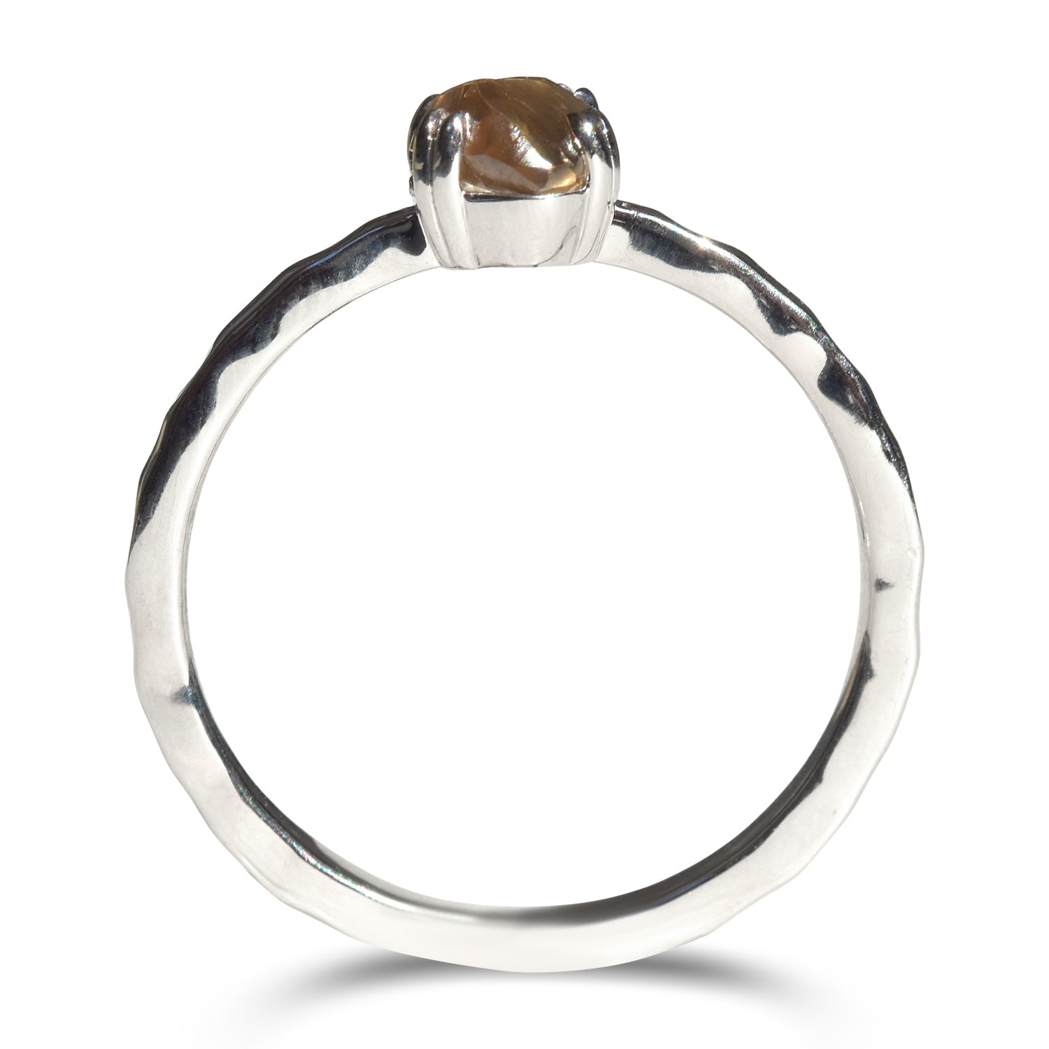 Sal Ring - A double pronged ring with a hammered band - Ring Design for Ring Builder