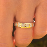 Glacier Raw Diamond Straight Band in 14k Yellow Gold on a hand