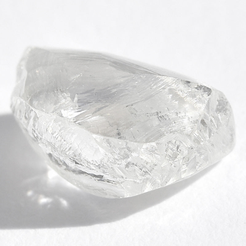 1.69 carat oblong, smooth, clean and clear freeform raw diamond