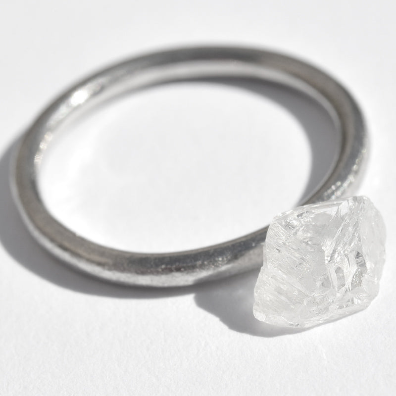 1.36 carat concentric triangular bright white rough diamond