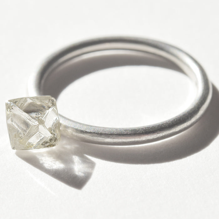 1.3 carat sophisticated and architectural raw diamond octahedron