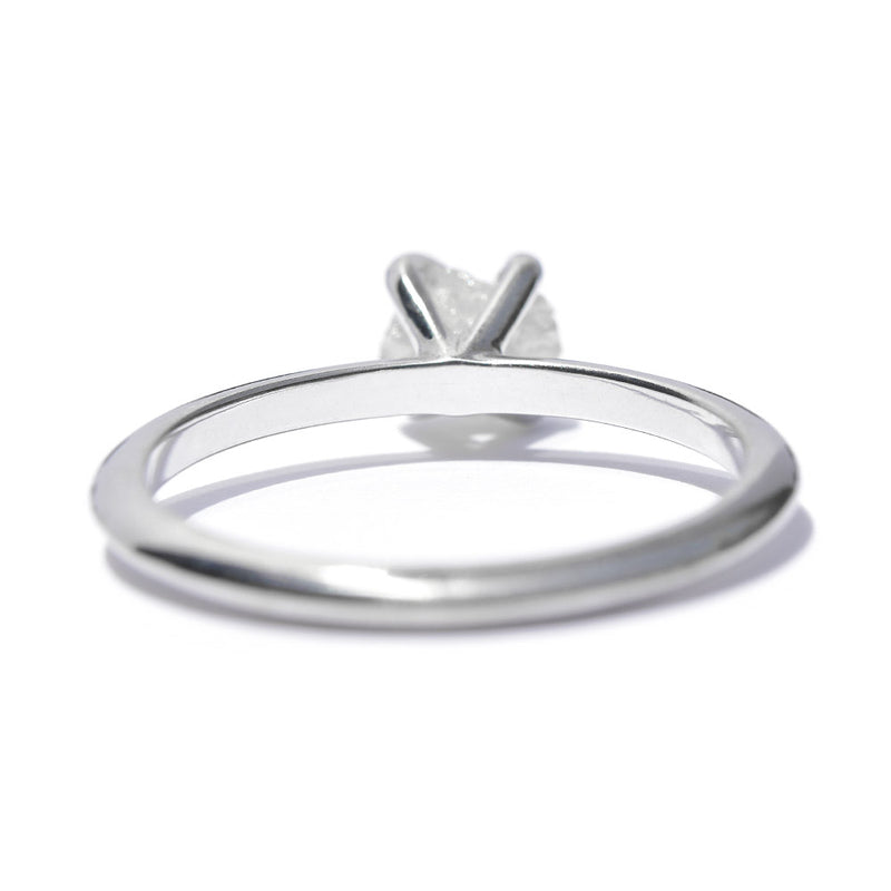 Uncut diamond engagement ring in a delicate setting of 14k white gold and four prongs, raw diamond solitaire, simple raw diamond engagement ring
