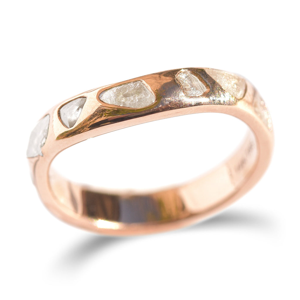 Glacier Raw Diamond Curved Band in 14k Rose Gold - Ready to Ship
