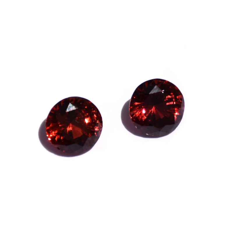 Garnet Pair - Deep Red - 9mm Rounds cut TAWOMA 