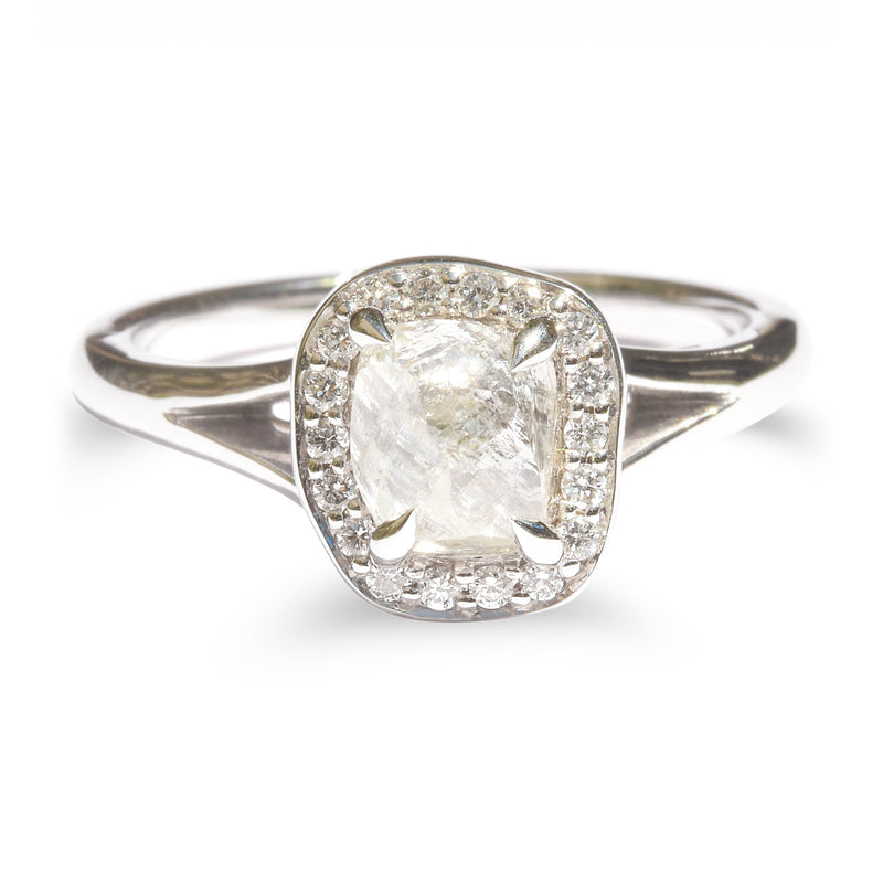The Hila Ring Model - A Raw Diamond Halo Engagement Ring