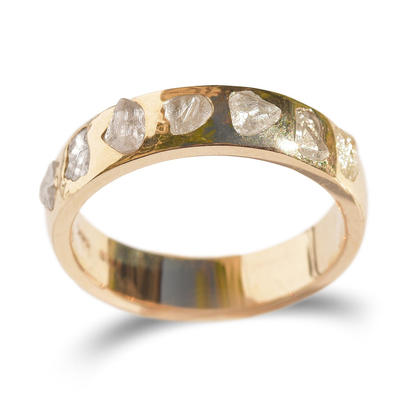 Glacier Raw Diamond Straight Band in 14k Yellow Gold - Ready to Ship