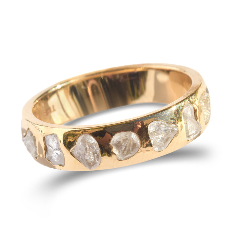 Glacier Raw Diamond Straight Band in 14k Yellow Gold - Ready to Ship
