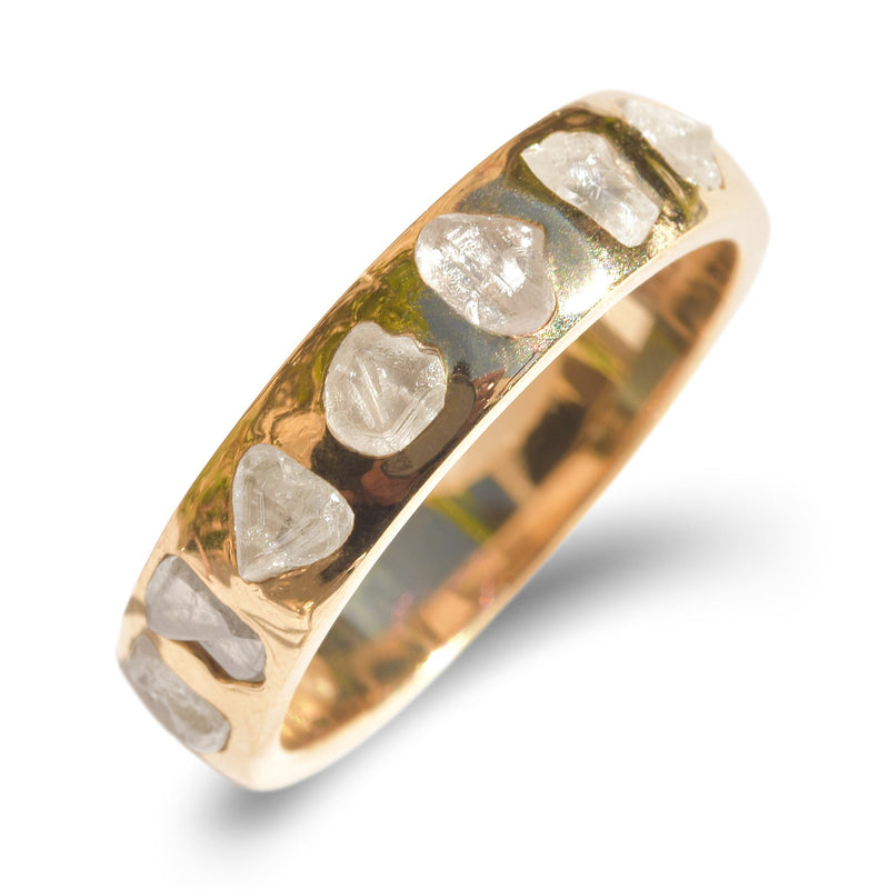 Glacier Raw Diamond Straight Band in 14k Yellow Gold - Ready to Ship