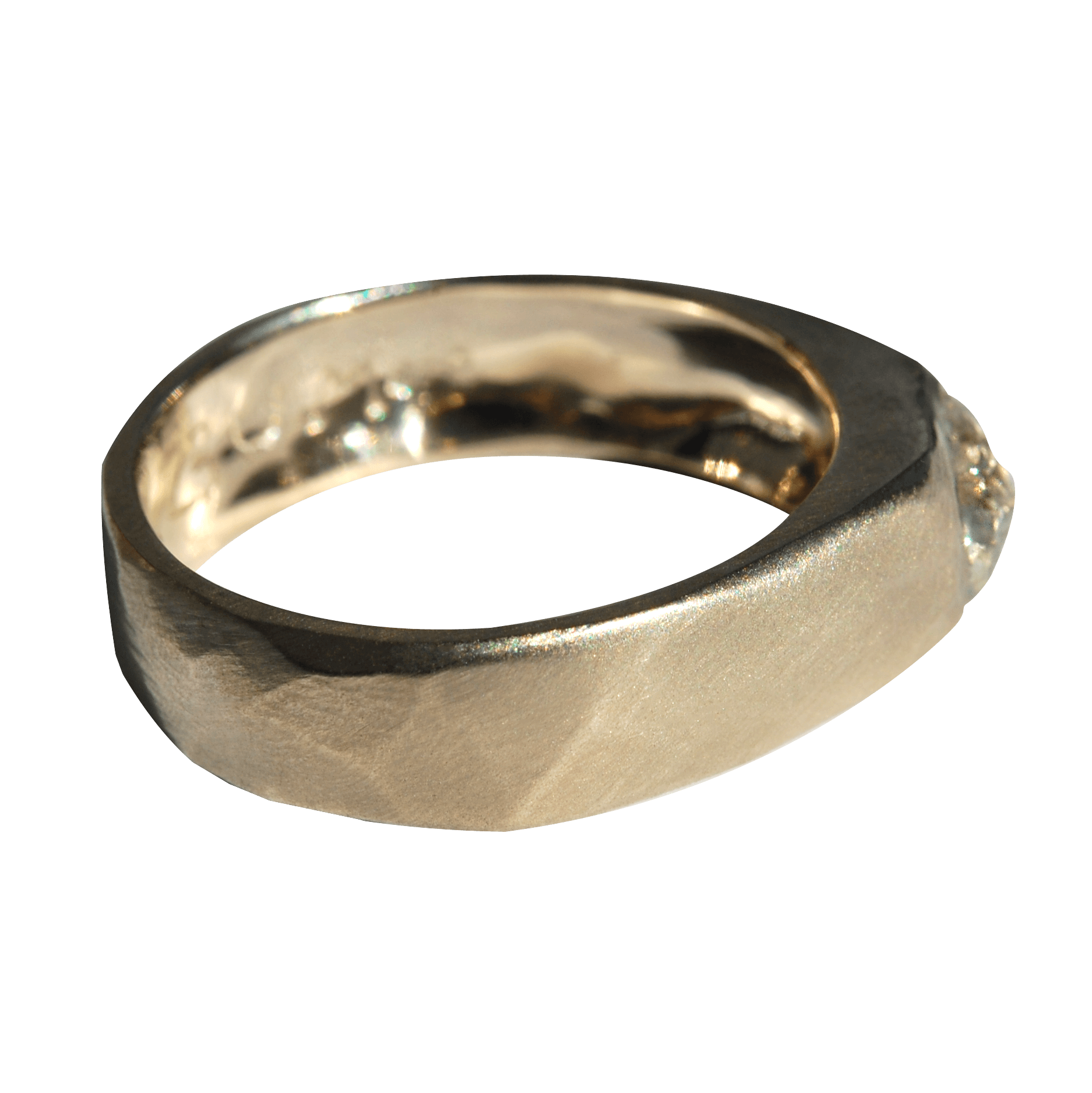 Malkah Ring - A bezel set wide band engagement ring Rings The Raw Stone 
