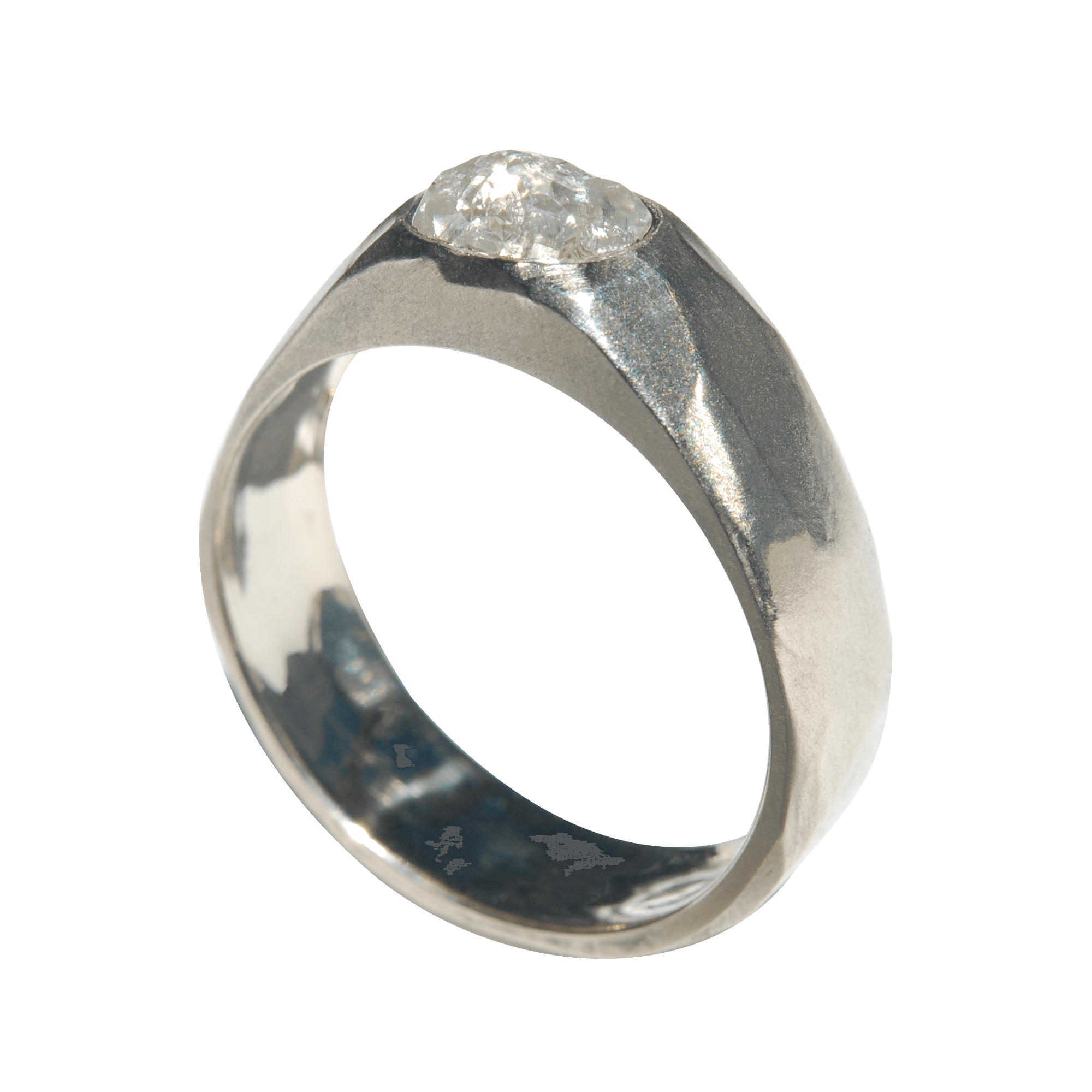 Malkah Ring - A bezel set wide band engagement ring Rings The Raw Stone 