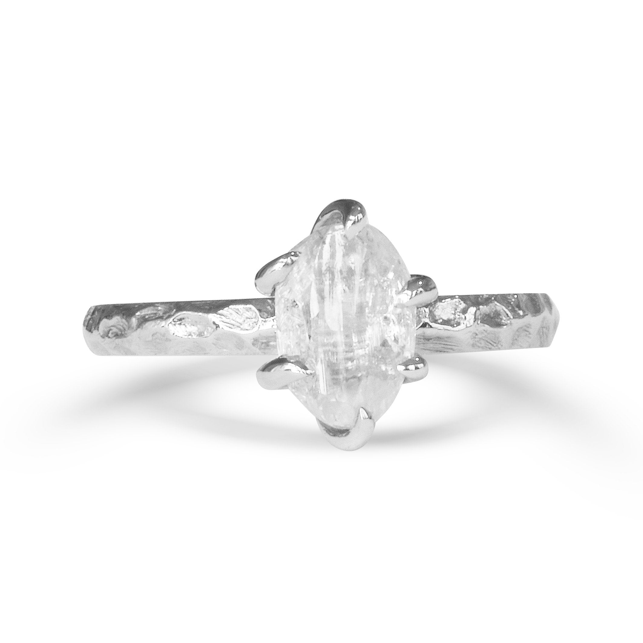 Ruah Ring - A natural raw diamond engagement ring witha  very rustic look in platinum