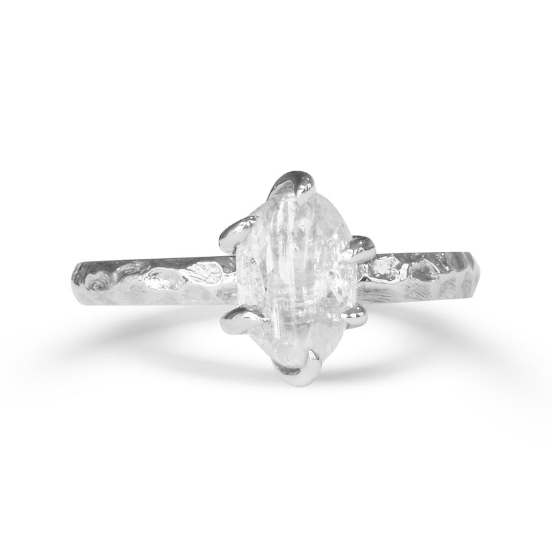 Ruah Ring - A natural raw diamond engagement ring witha  very rustic look in platinum