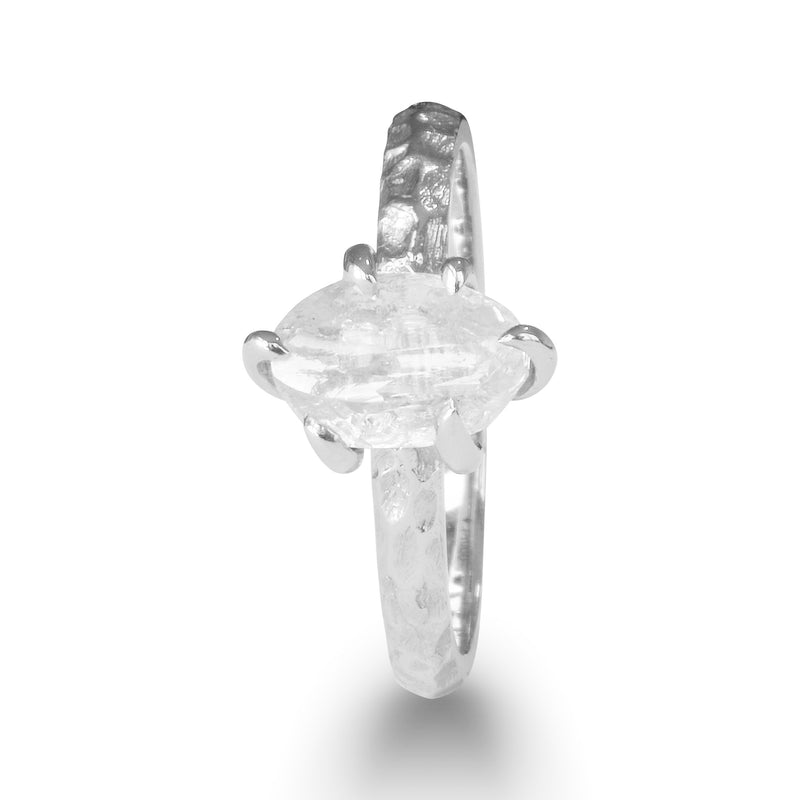 Ruah Ring - A natural raw diamond engagement ring in platinum