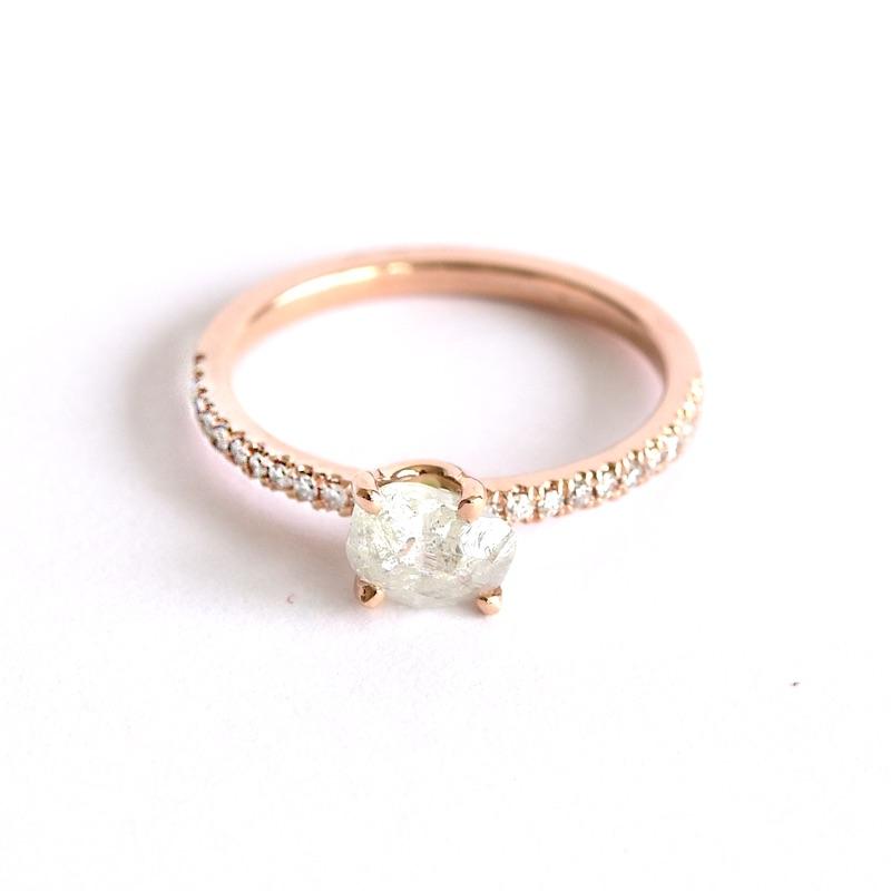 The Kerah model with sparkly clear raw diamond Rings The Raw Stone 