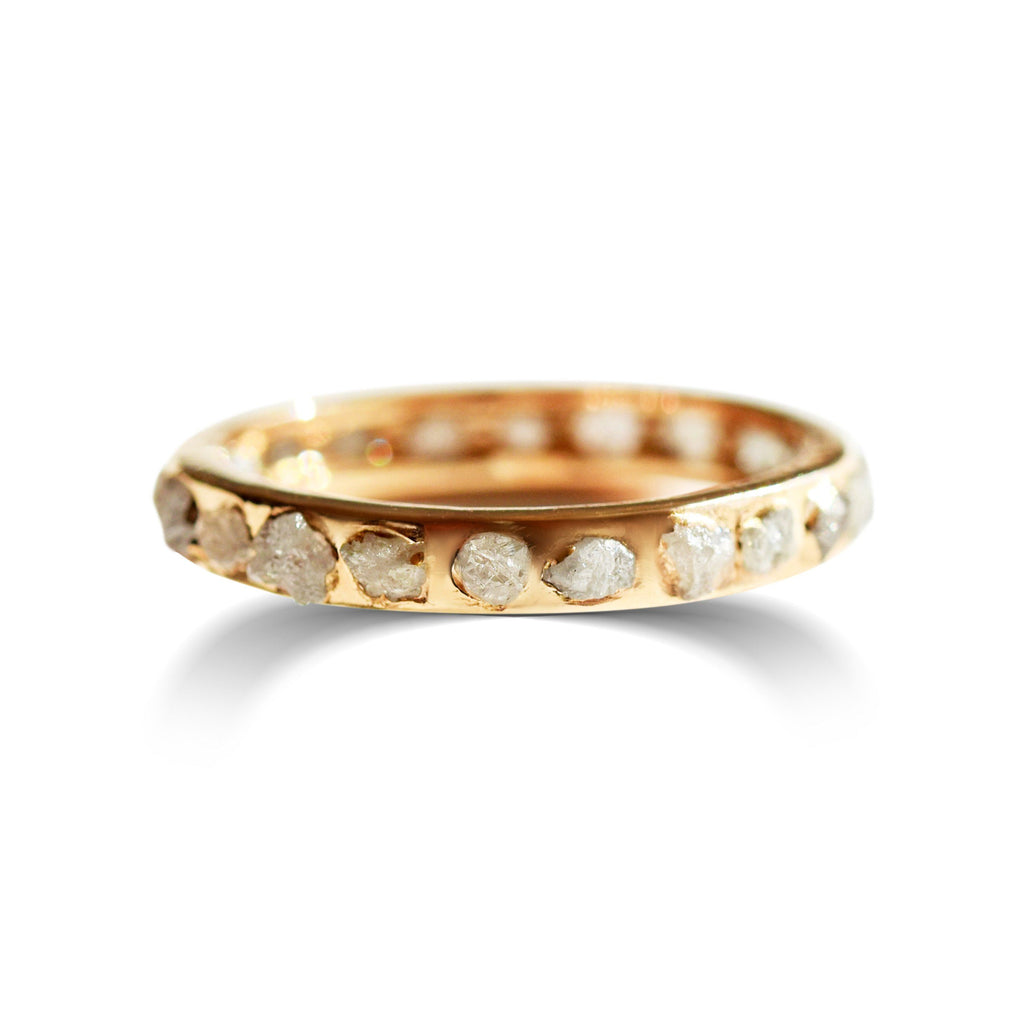 The Shalva Ring - A raw diamond channel band and stacking ring Rings The Raw Stone 